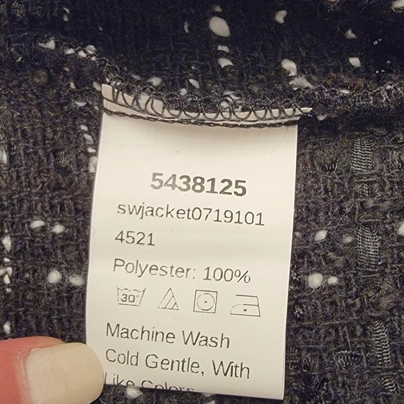 NWOT Raw Buttoned Front Frayed Trim Tweed Jacket - Picture 9 of 9
